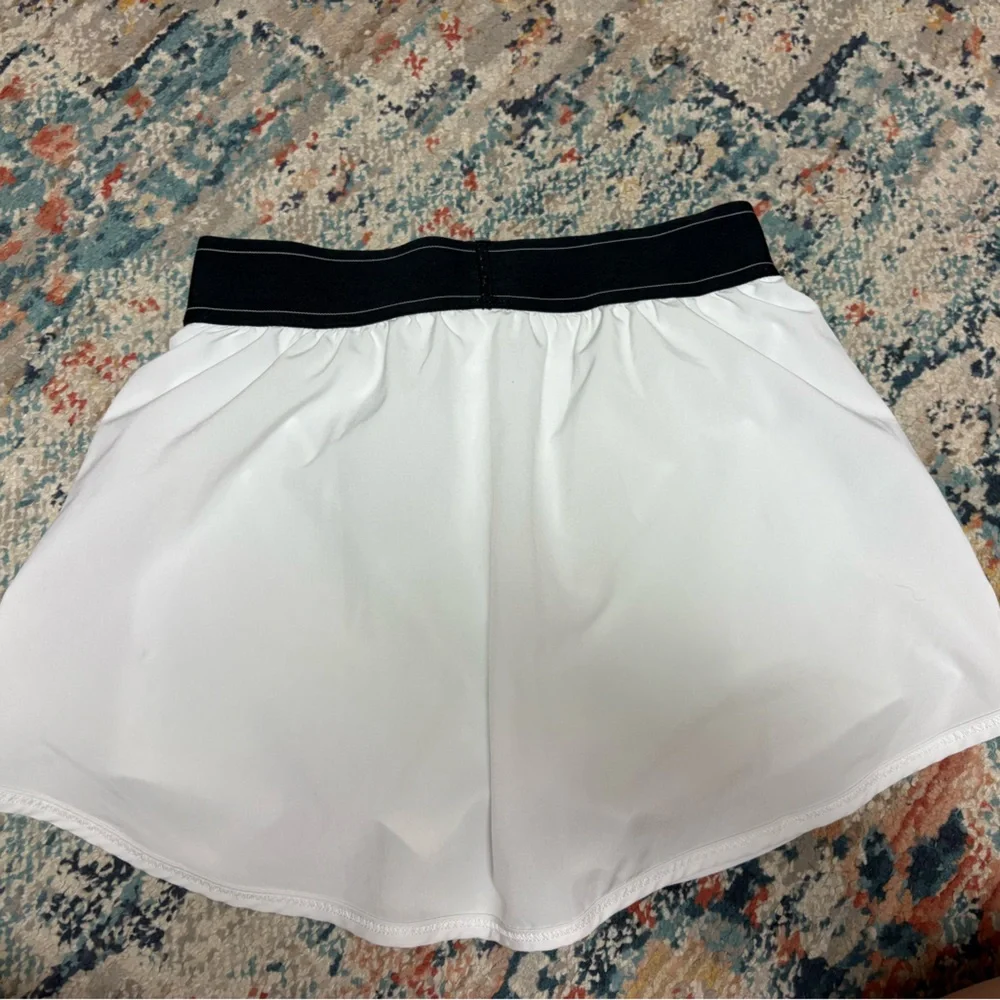 ALO Yoga White Skater Skirt with Black Waistband